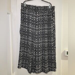Black and White Patterned Women's Pallazo Pants 3XL
